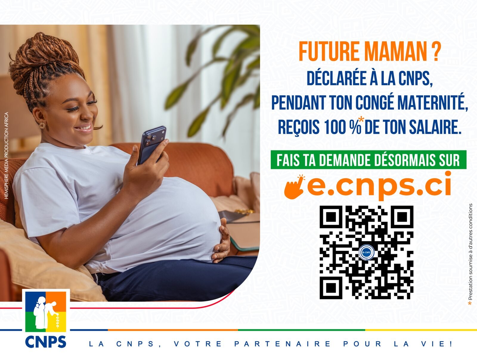 Visuel 12m² Régime Salarié CNPS — congé maternité