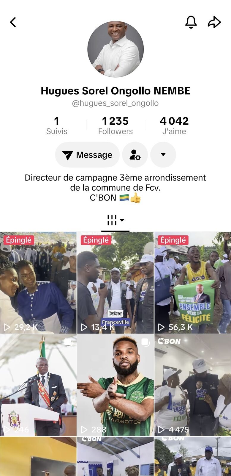 Contenu réseaux sociaux campagne Gabon 2024